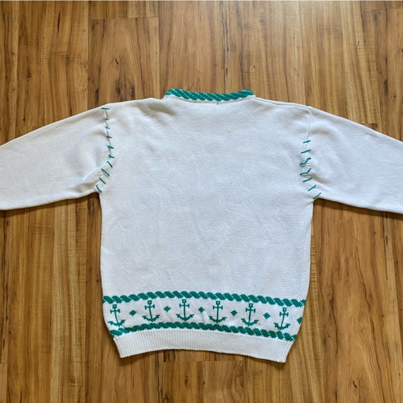 Vintage 90s Eddie Bauer Compass Crewneck Nautical Sailing Cotton Sweater - Picture 4 of 16